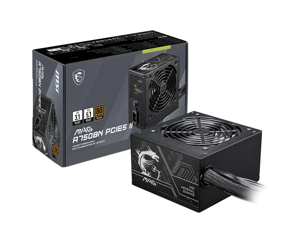 MSI MAG A750BN PCIE5 II power supply unit 750 W 24-pin ATX ATX Zwart