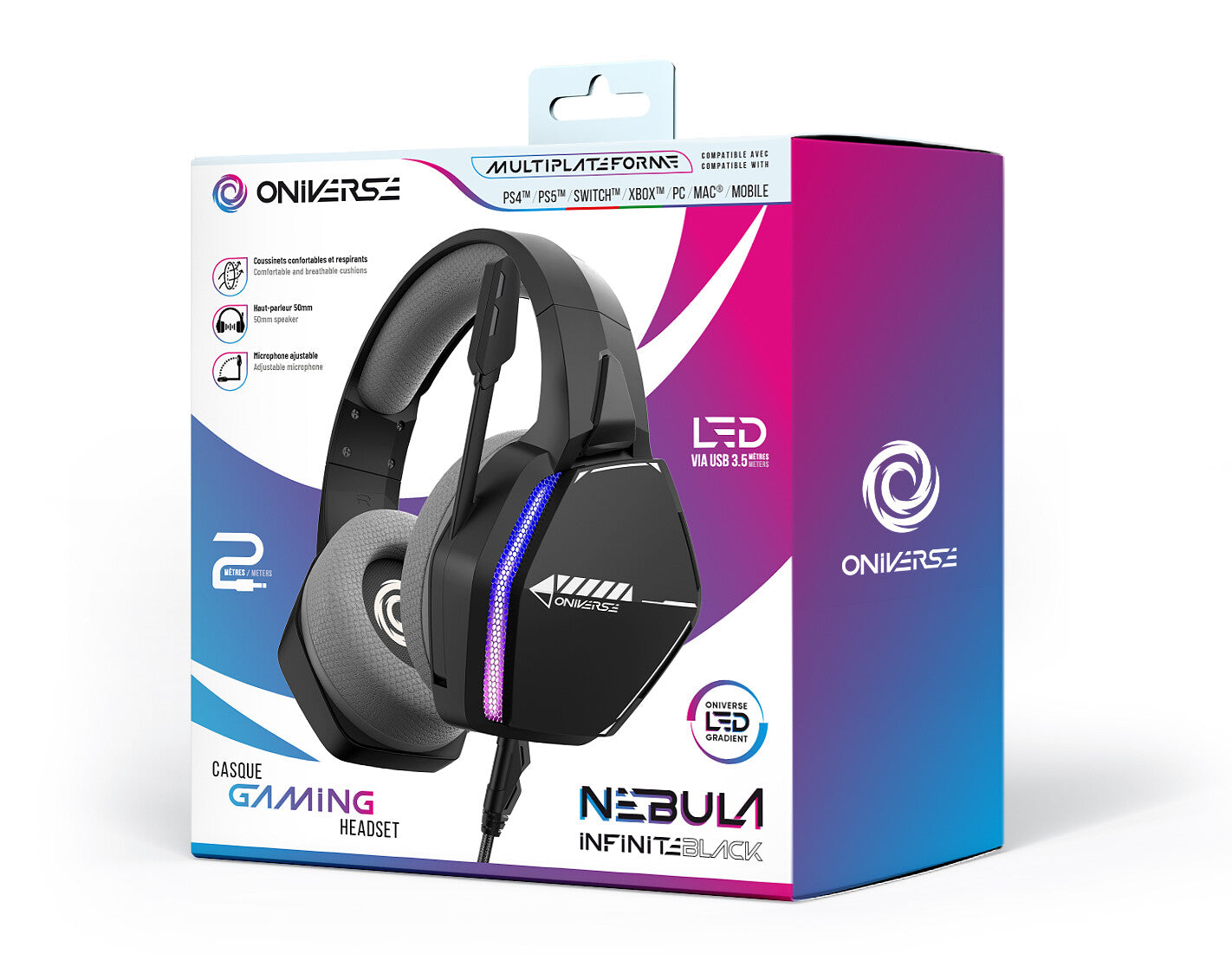 Oniverse Nebula Headset Bedraad Hoofdband Gamen USB Type-A Zwart