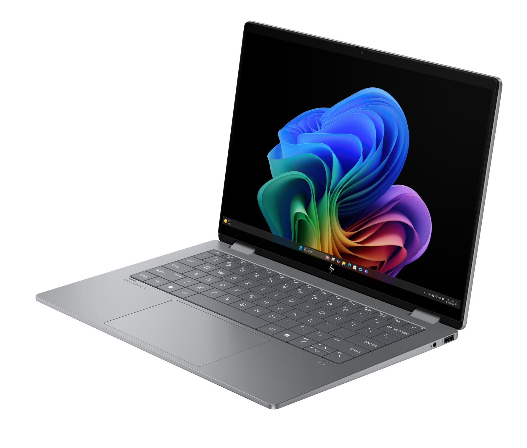 HP OmniBook X FlipNGAI 14-fk0070nd NL Copilot+ PC AMD Ryzen AI 7 350 Hybride (2-in-1) 35,6 cm (14") Touchscreen 3K 16 GB LPDDR5x-SDRAM 1 TB SSD Wi-Fi 7 (802.11be) Windows 11 Home Zilver