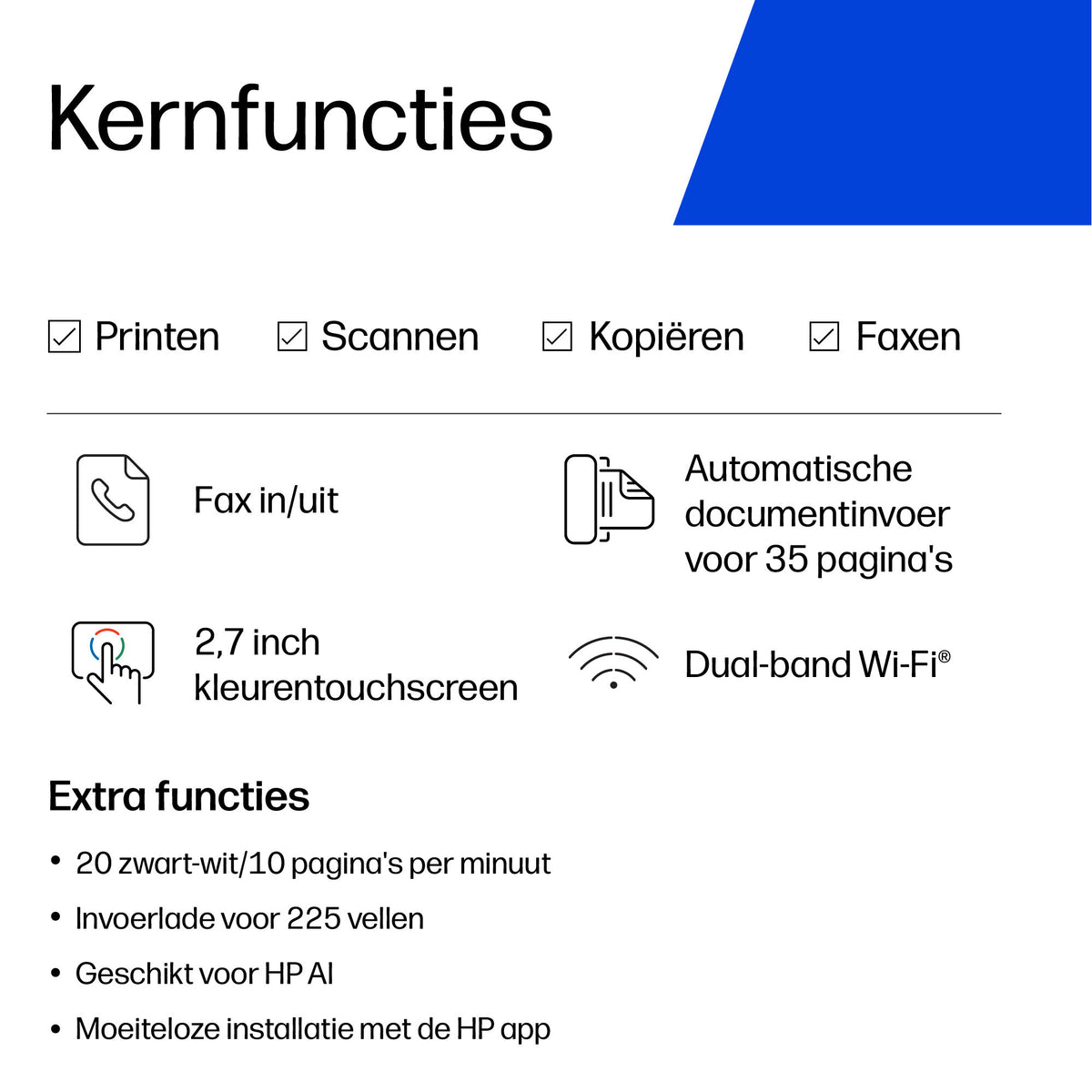 HP OfficeJet Pro 8135e Draadloze All-in-One Kleurenprinter, Instant Ink; Dubbelzijdig printen