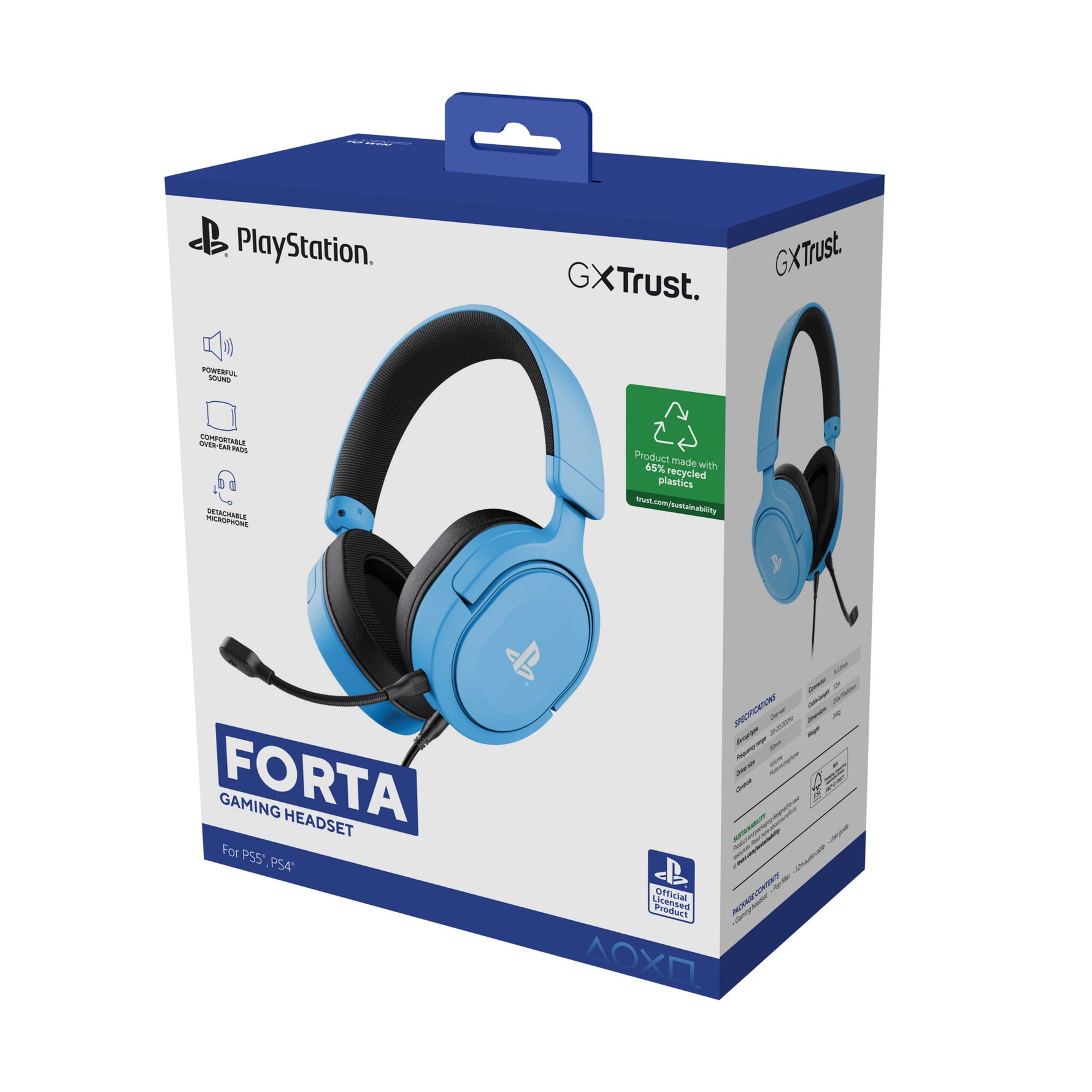 Trust GXT 498B Forta Headset Bedraad Hoofdband Gamen Blauw