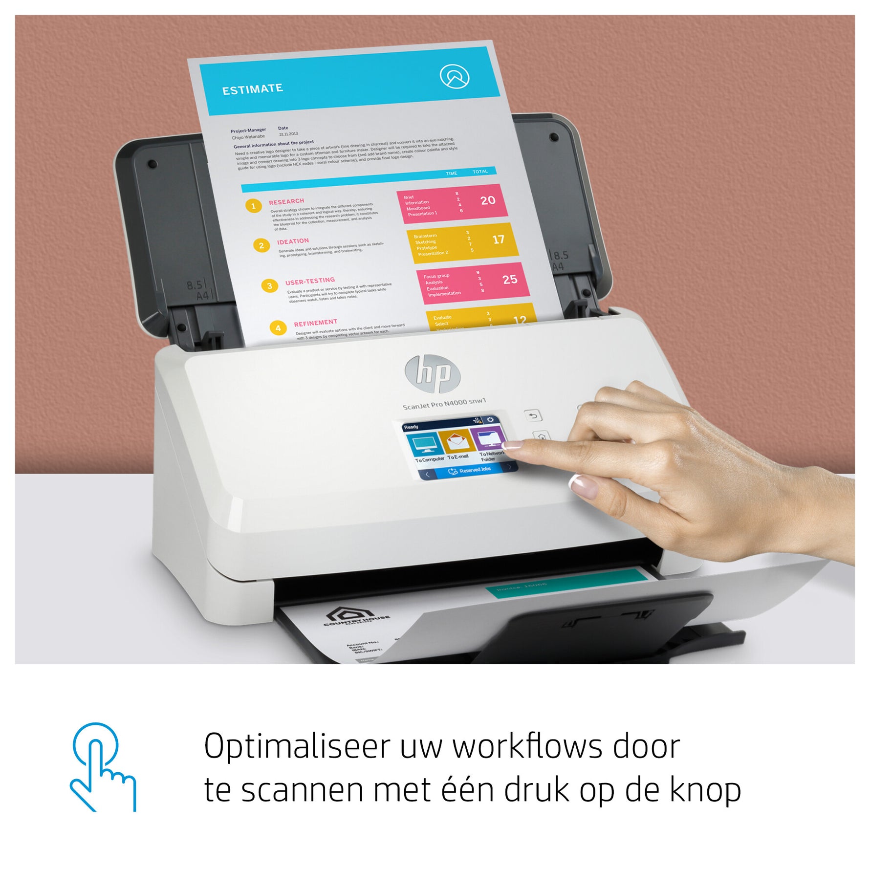 HP ScanJet Pro N4000 snw1 Paginascanner 600 x 600 DPI A4 Zwart, Wit