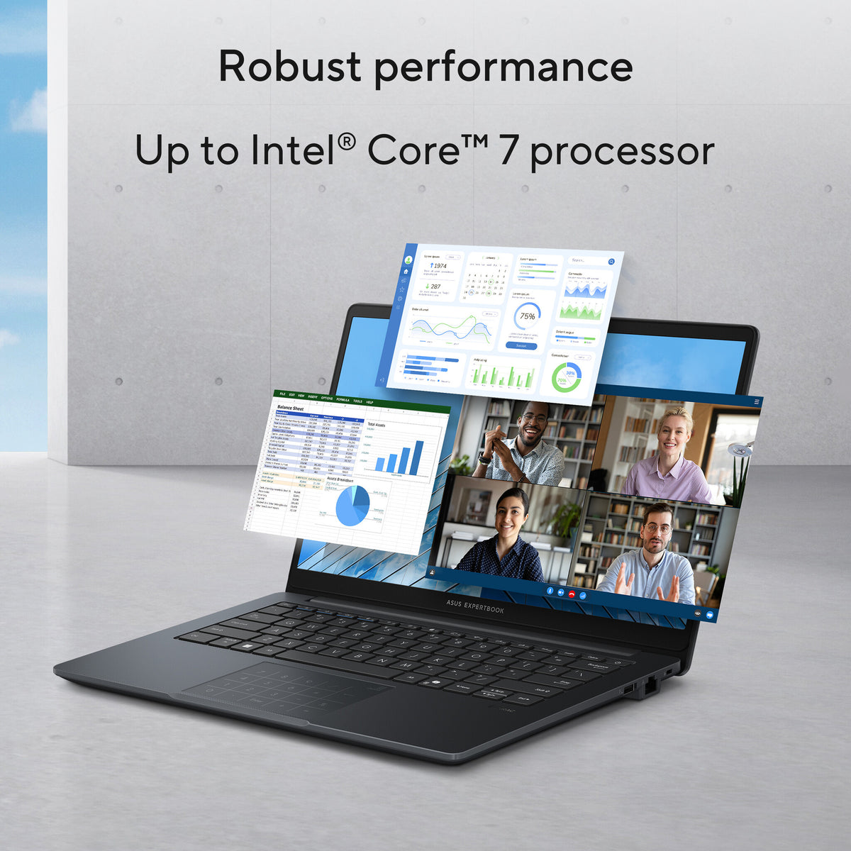 ASUS ExpertBook B1 B1403CVA-S68351X Intel Core 7 150U Laptop 35,6 cm (14") Full HD 32 GB DDR5-SDRAM 1 TB SSD Wi-Fi 6E (802.11ax) Windows 11 Pro US International Grijs