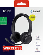 Trust Ayda Headset Bedraad en draadloos Hoofdband Oproepen/muziek USB Type-C Bluetooth Zwart
