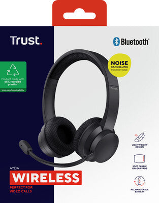 Trust Ayda Headset Bedraad en draadloos Hoofdband Oproepen/muziek USB Type-C Bluetooth Zwart