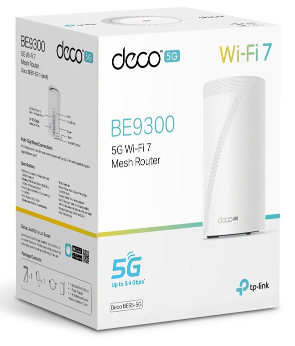TP-Link DECO BE65-5G(1-PACK) mesh-wifi-systeem Tri-band (2,4 GHz / 5 GHz / 6 GHz) Wi-Fi 7 (802.11be) Wit 3 Extern