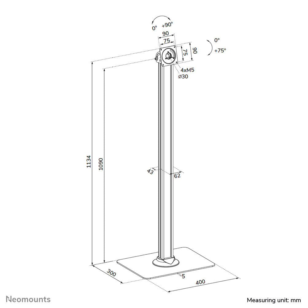 Neomounts FL15-627BL1 Tablet vloerstandaard - max 3 kg - vergrendelbaar