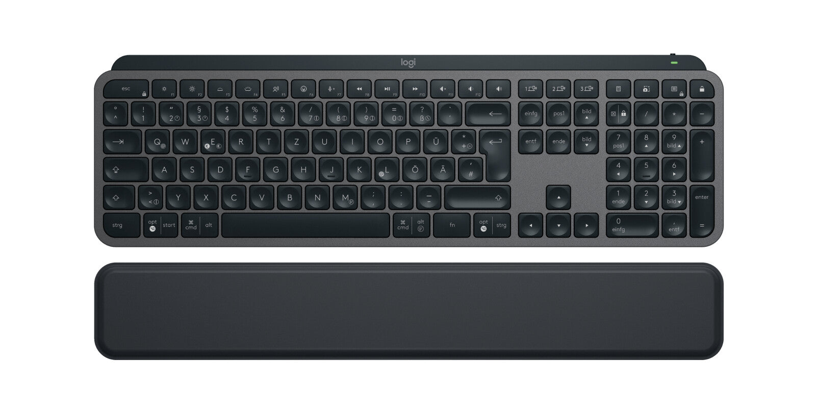 LOGITECH MX Keys S - GRAPHITE - (DE) - BT - N/A - CENTRAL-419 - PLUS PALMREST