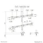 Neomounts DS60-600BL2-2 Quadruple monitorarm voor vier schermen 10-32"