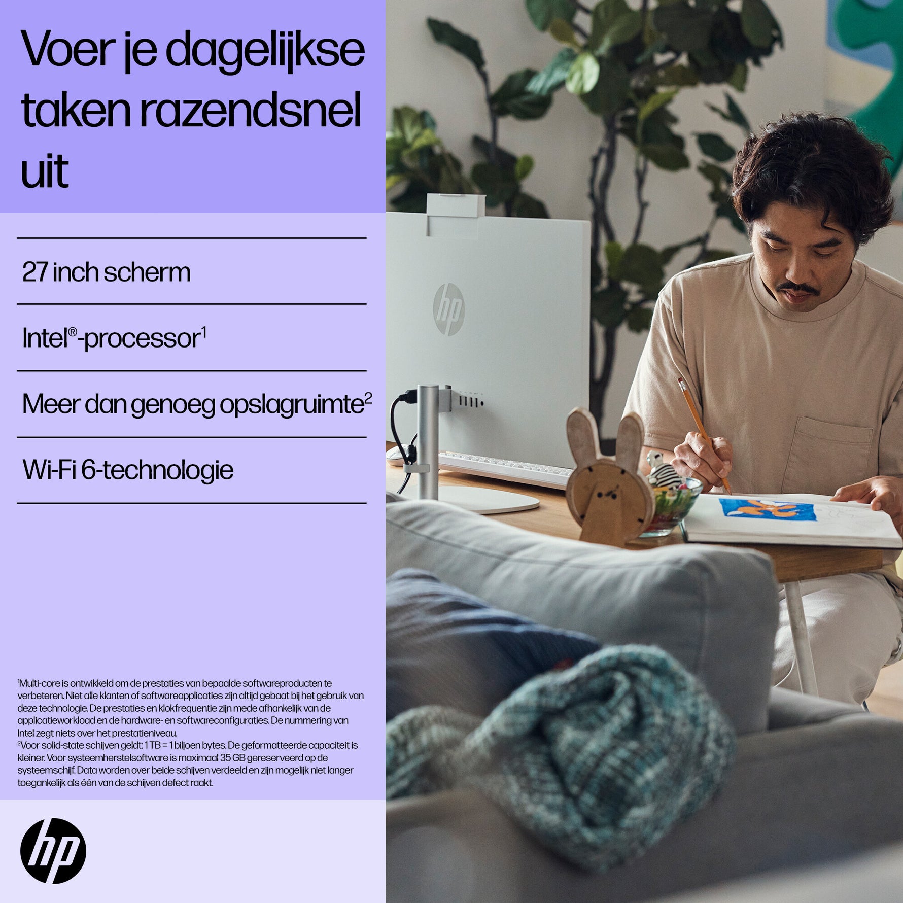 HP All-in-One 27-cr0071nd Intel Core i7-1355U 27inch FHD AG 16GB DDR4 512GB PCIe NVMe SSD W11H Shell White Intel® Core™ i7 68,6 cm (27") 1920 x 1080 Pixels Alles-in-één-pc DDR4-SDRAM Windows 11 Home Wi-Fi 6 (802.11ax) Wit