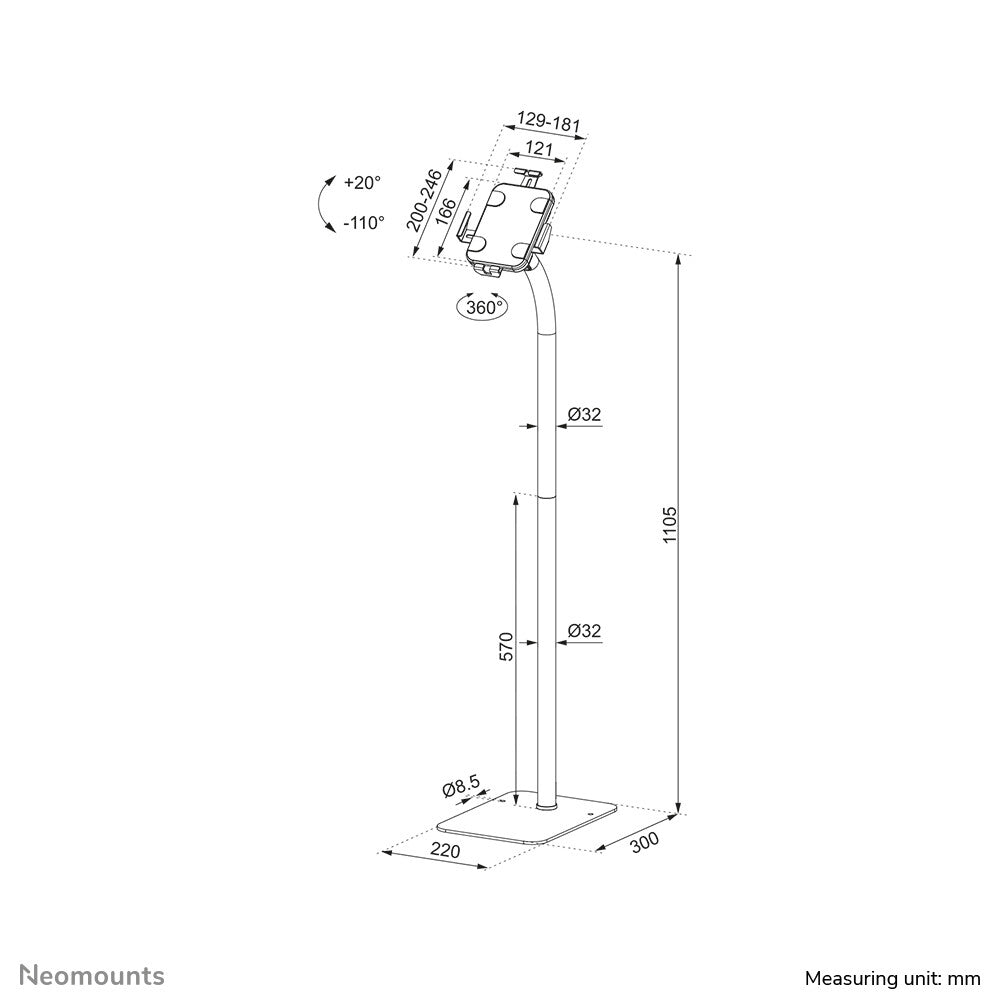 Neomounts FL15-625BL1 Tablet vloerstandaard 7.9-11