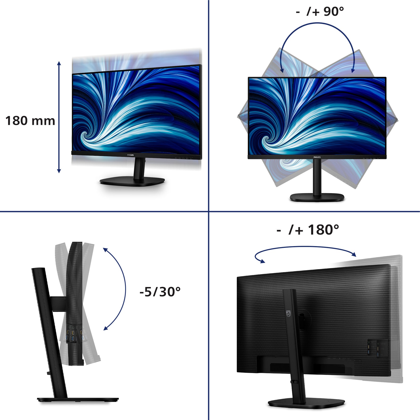 Philips 3000 series 32B2N3500/00 computer monitor 80 cm (31.5") 2560 x 1440 Pixels Quad HD LCD Zwart