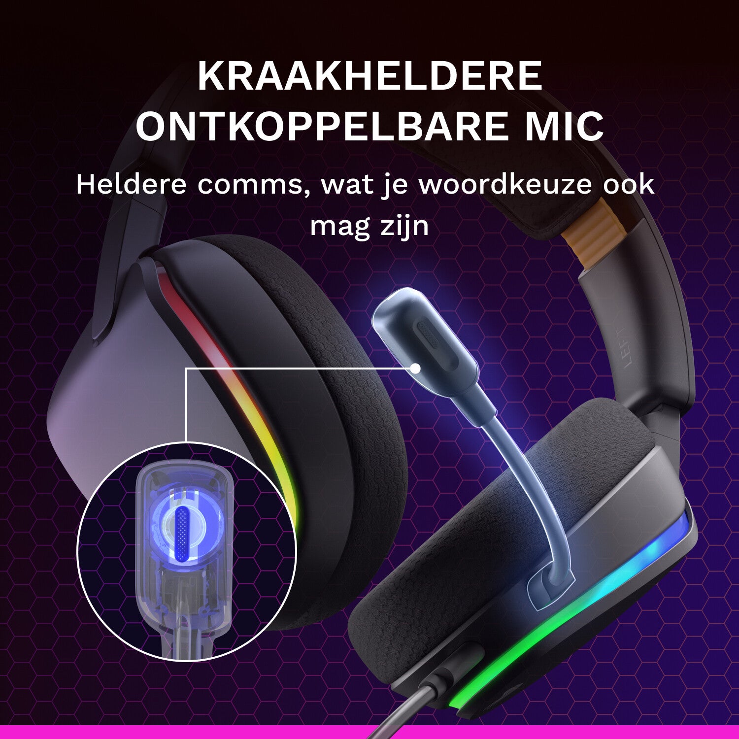 Glorious Gaming Glorious GHS Eternal RGB - Stereo RGB headset voor pc, PS5, PS4, Switch - Custom-tuned, gekantelde drivers, verstelbare, kristalheldere, afneembare mic, USB-C - Duurzaam, dag/nacht comfort - Zwart