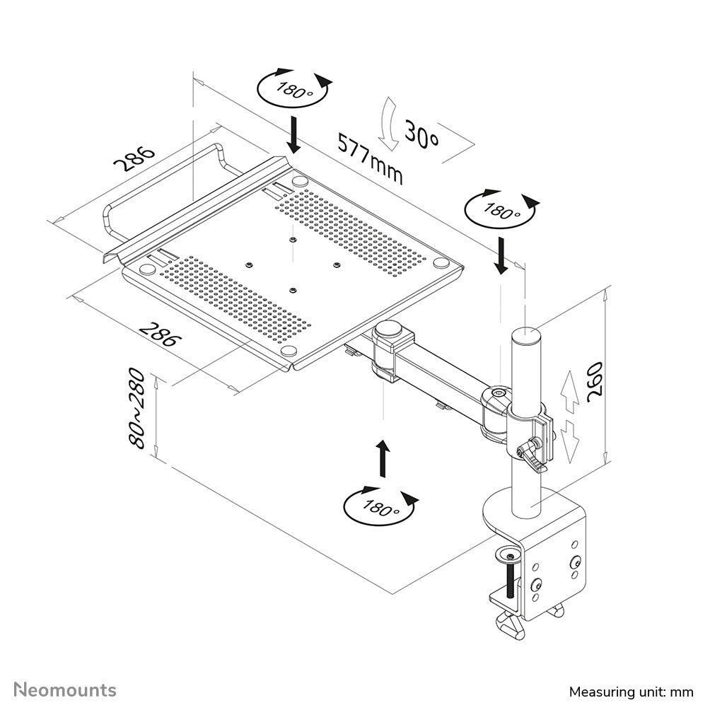 Neomounts NOTEBOOK-D100 Laptophouder monitorarm 10-22