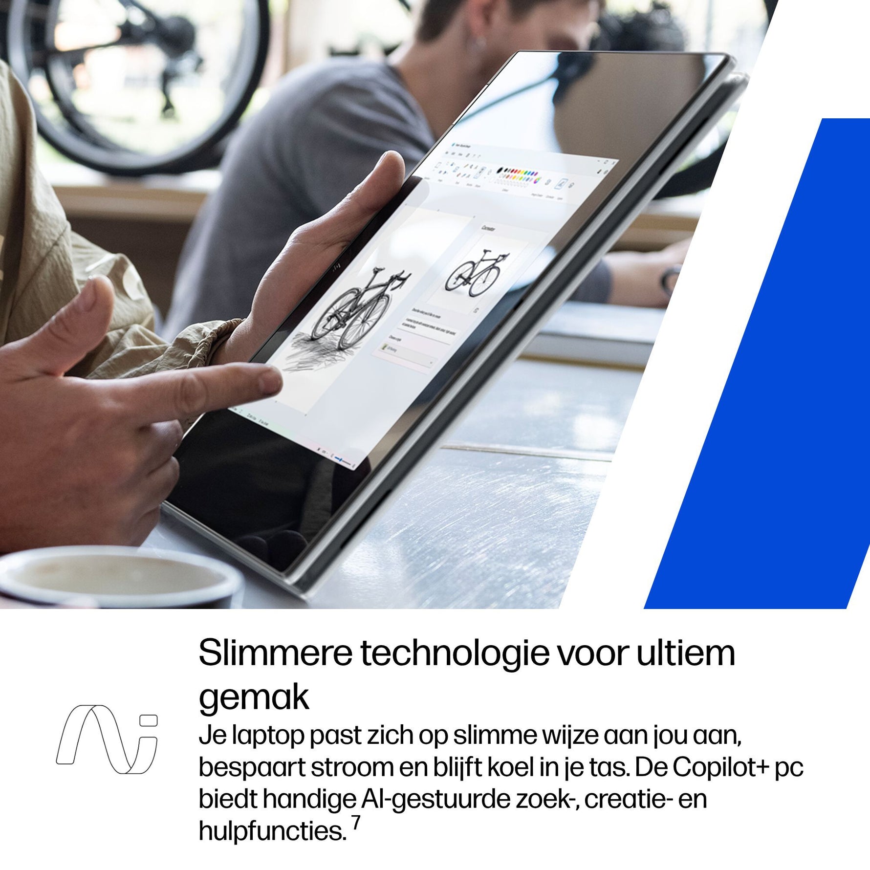 HP OmniBook X FlipNGAI 14-fk0070nd NL Copilot+ PC AMD Ryzen AI 7 350 Hybride (2-in-1) 35,6 cm (14") Touchscreen 3K 16 GB LPDDR5x-SDRAM 1 TB SSD Wi-Fi 7 (802.11be) Windows 11 Home Zilver