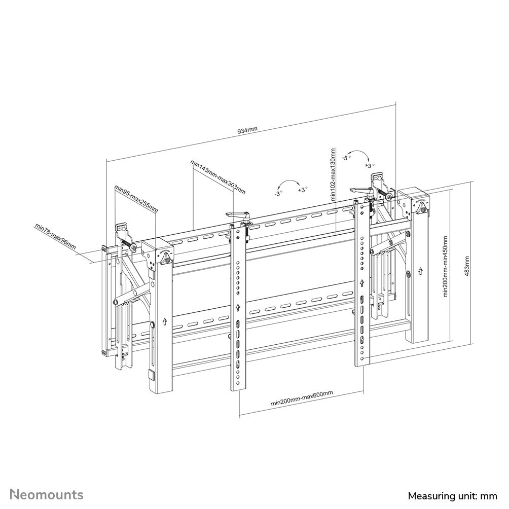 Neomounts LED-VW2000BLACK Videowall muurbeugel 32-75