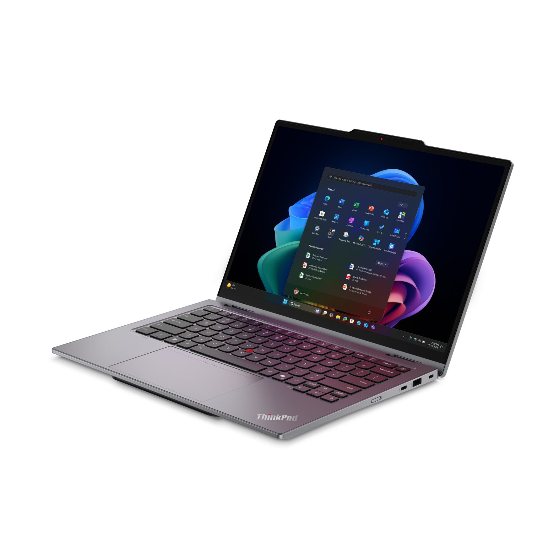 Lenovo ThinkPad X1 2-in-1 Gen 11 Aura Edition Copilot+ PC Intel Core Ultra 7 355 Hybride (2-in-1) 35,6 cm (14") Touchscreen WUXGA 32 GB LPDDR5x-SDRAM 1 TB SSD Wi-Fi 7 (802.11be) Windows 11 Pro Engels Grijs