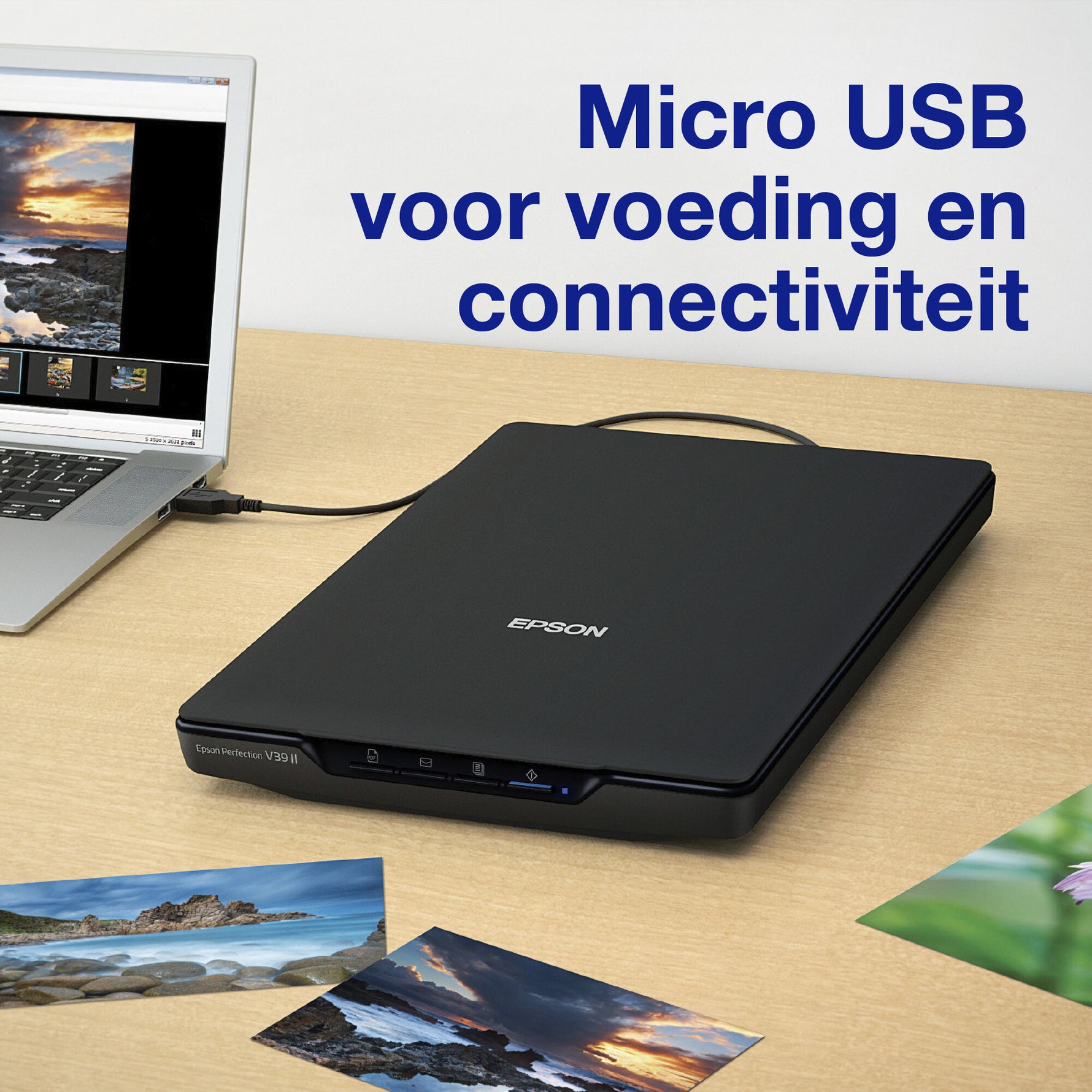 Epson Perfection V39II A4 flatbed foto- en documentscanner met standaard