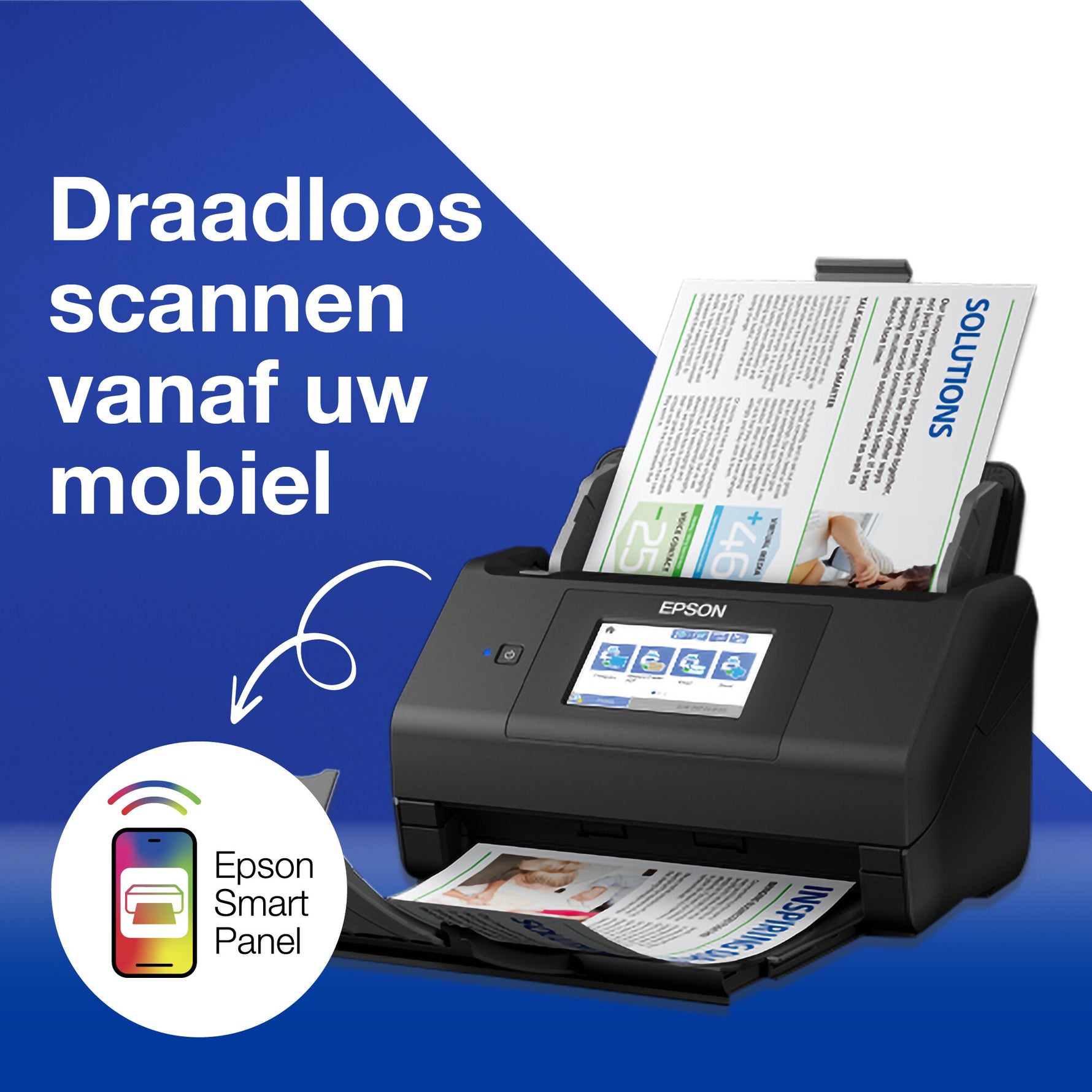 Epson WorkForce ES-580W, A4 automatische duplexscanner met Wi-Fi en gebruiksvriendelijk touchscreen
