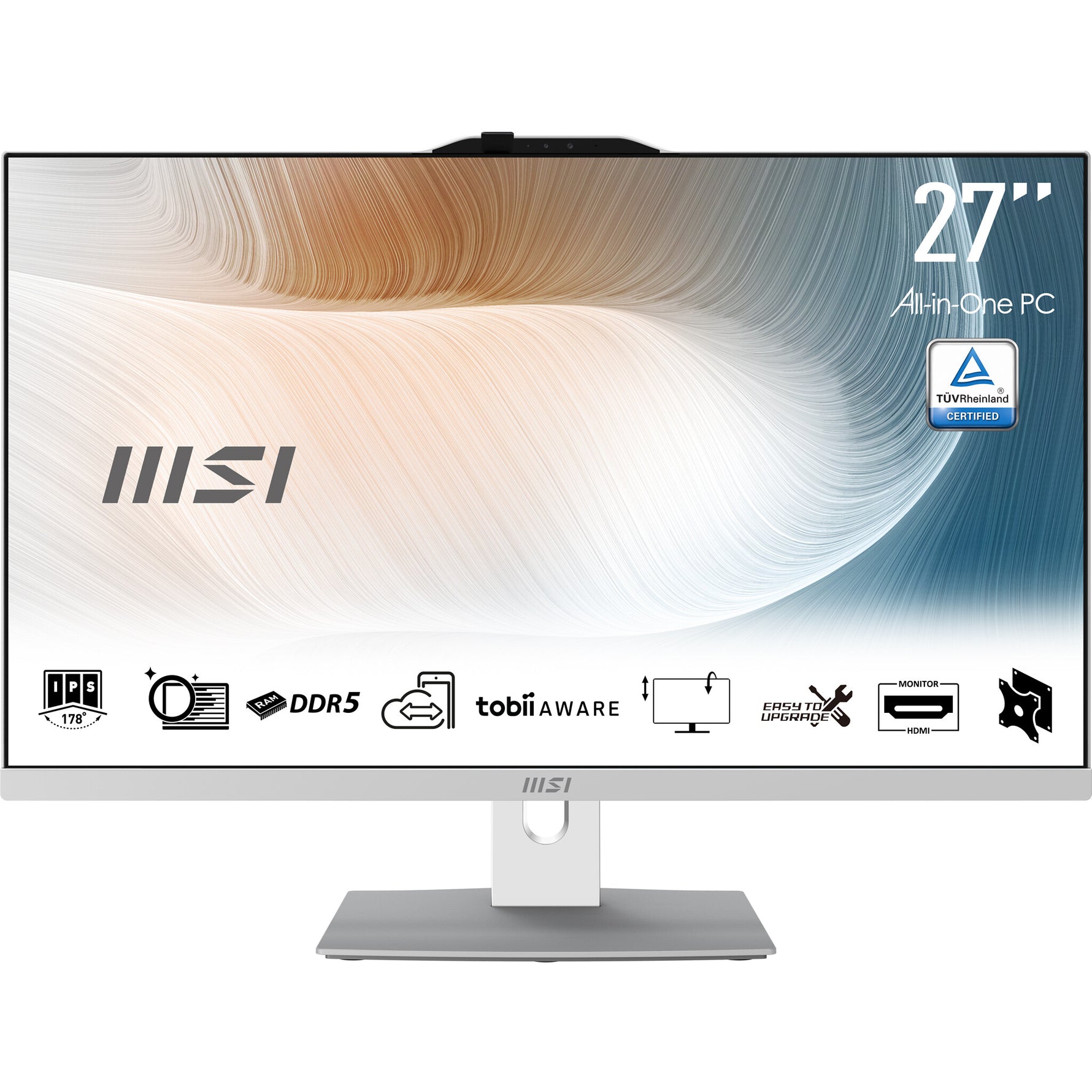 MSI Modern AM272P 1M-847EU Intel Core 5 120U 68,6 cm (27") 1920 x 1080 Pixels Alles-in-één-pc 8 GB DDR5-SDRAM 512 GB SSD Windows 11 Pro Wi-Fi 6E (802.11ax) Wit