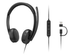 Lenovo VoIP Headset 5000 Bedraad Hoofdband Kantoor/callcenter USB Type-C Zwart