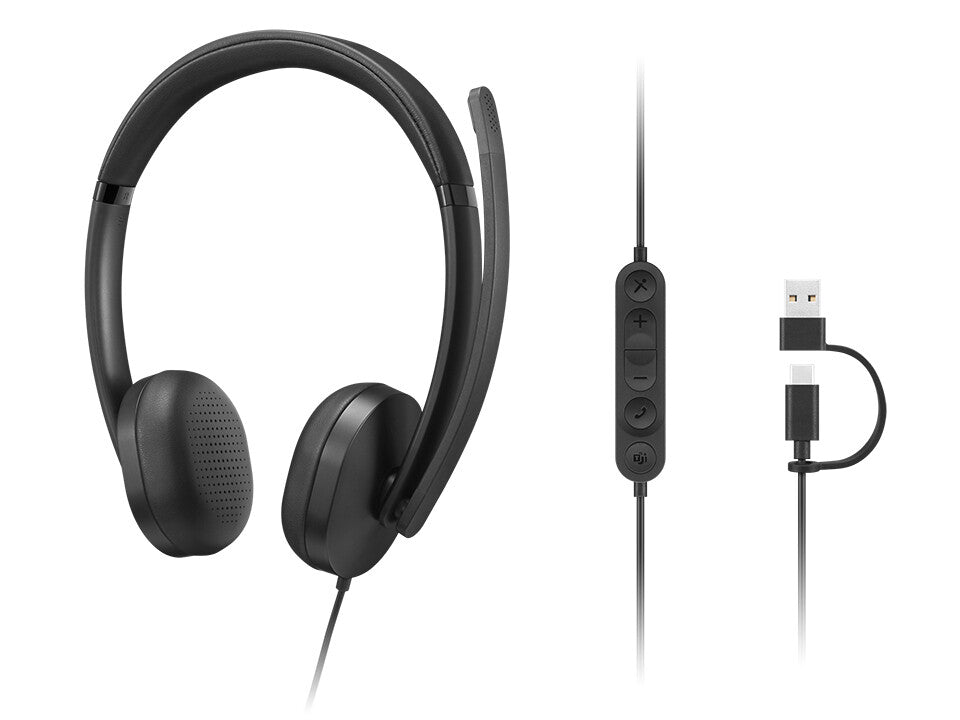 Lenovo VoIP Headset 5000 Bedraad Hoofdband Kantoor/callcenter USB Type-C Zwart