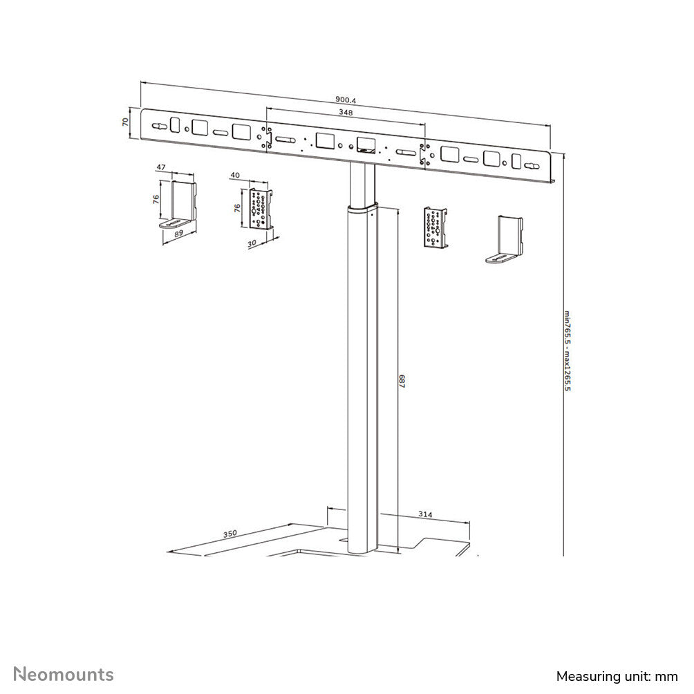 Neomounts AV80-500BL Videobar vloersteun 43-110" - VESA - max 10 kg - universeel