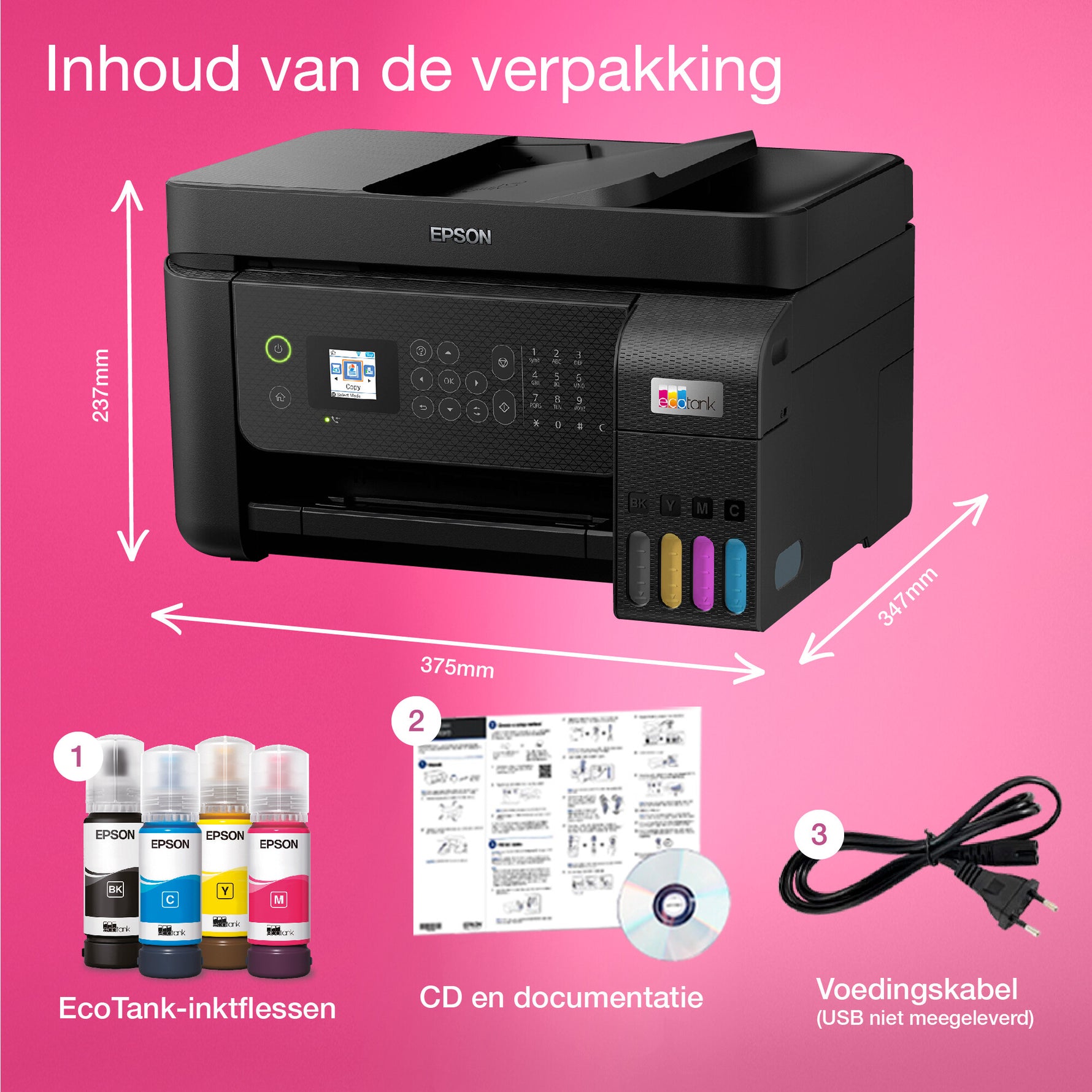 Epson EcoTank ET-4800 A4 multifunctionele Wi-Fi-printer met inkttank, inclusief tot 3 jaar inkt