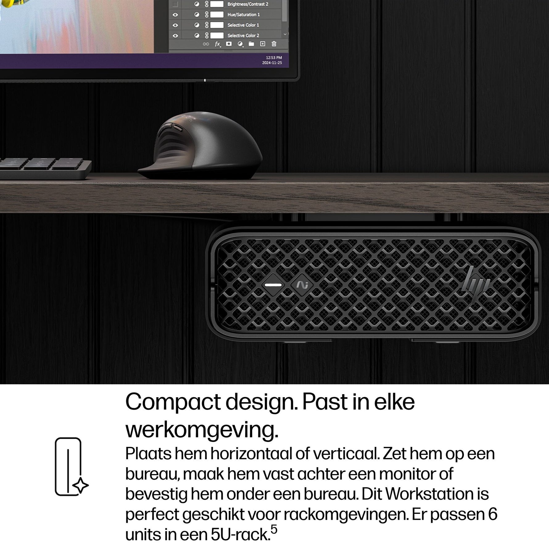 HP Z2 Mini G1i Wolf Pro Security Edition Intel Core Ultra 9 285K 48 GB DDR5-SDRAM 1 TB SSD NVIDIA RTX 2000 Ada Windows 11 Pro Mini PC Workstation AI Workstation, AI PC Zwart