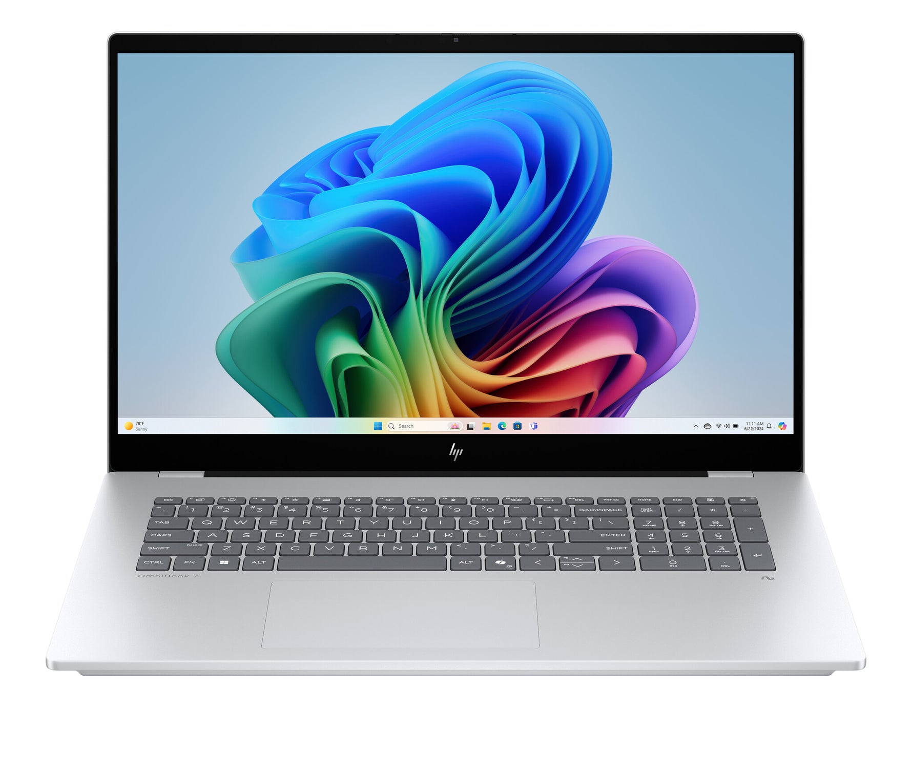 HP OmniBook 7 NGAI 17-dc0051nd NLSgl Copilot+ PC Intel Core Ultra 5 226V Laptop 43,9 cm (17.3") Touchscreen Full HD 16 GB LPDDR5x-SDRAM 512 GB SSD Wi-Fi 6E (802.11ax) Windows 11 Home Zilver QWERTY