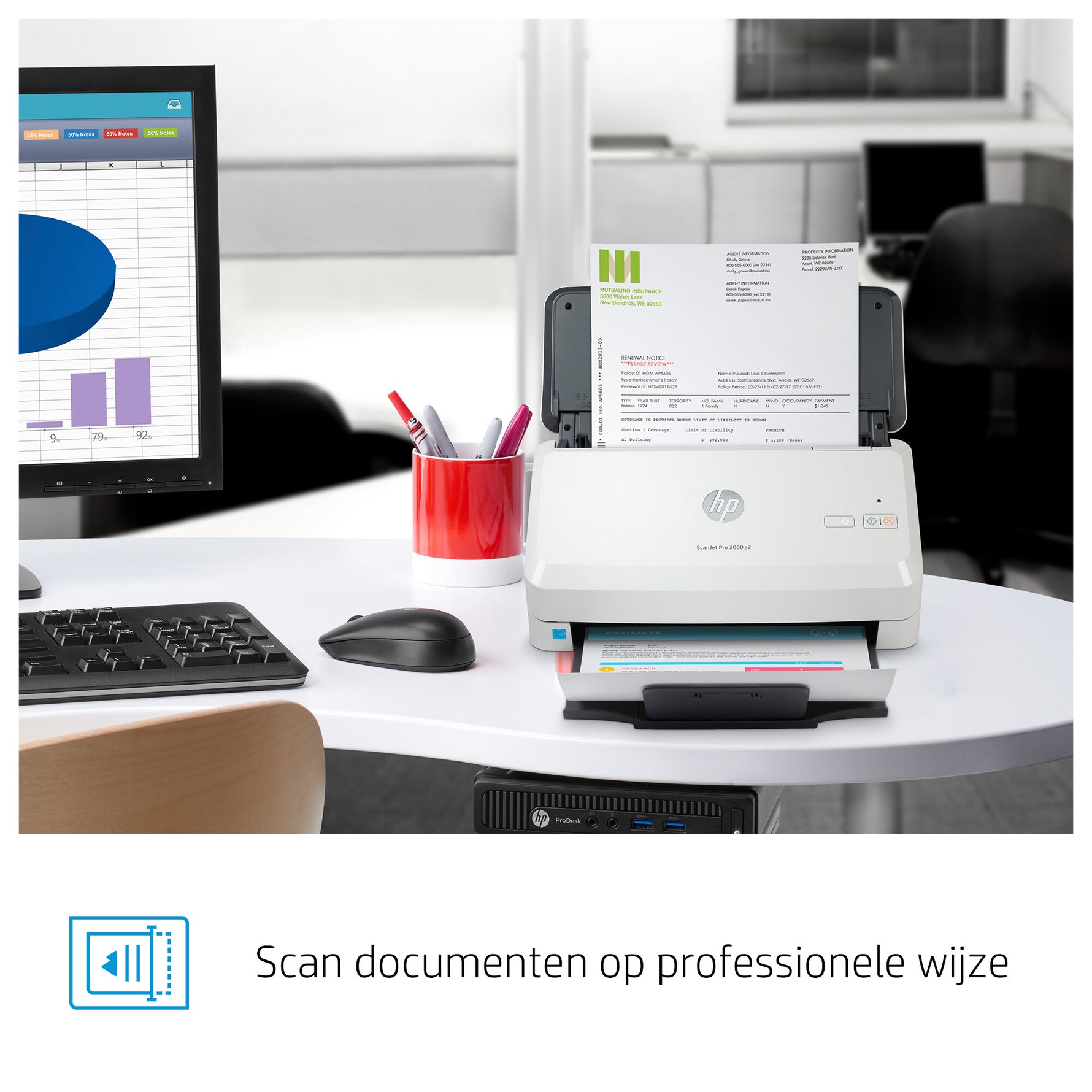 HP ScanJet Pro 2000 s2 Paginascanner 600 x 600 DPI A4 Zwart, Wit