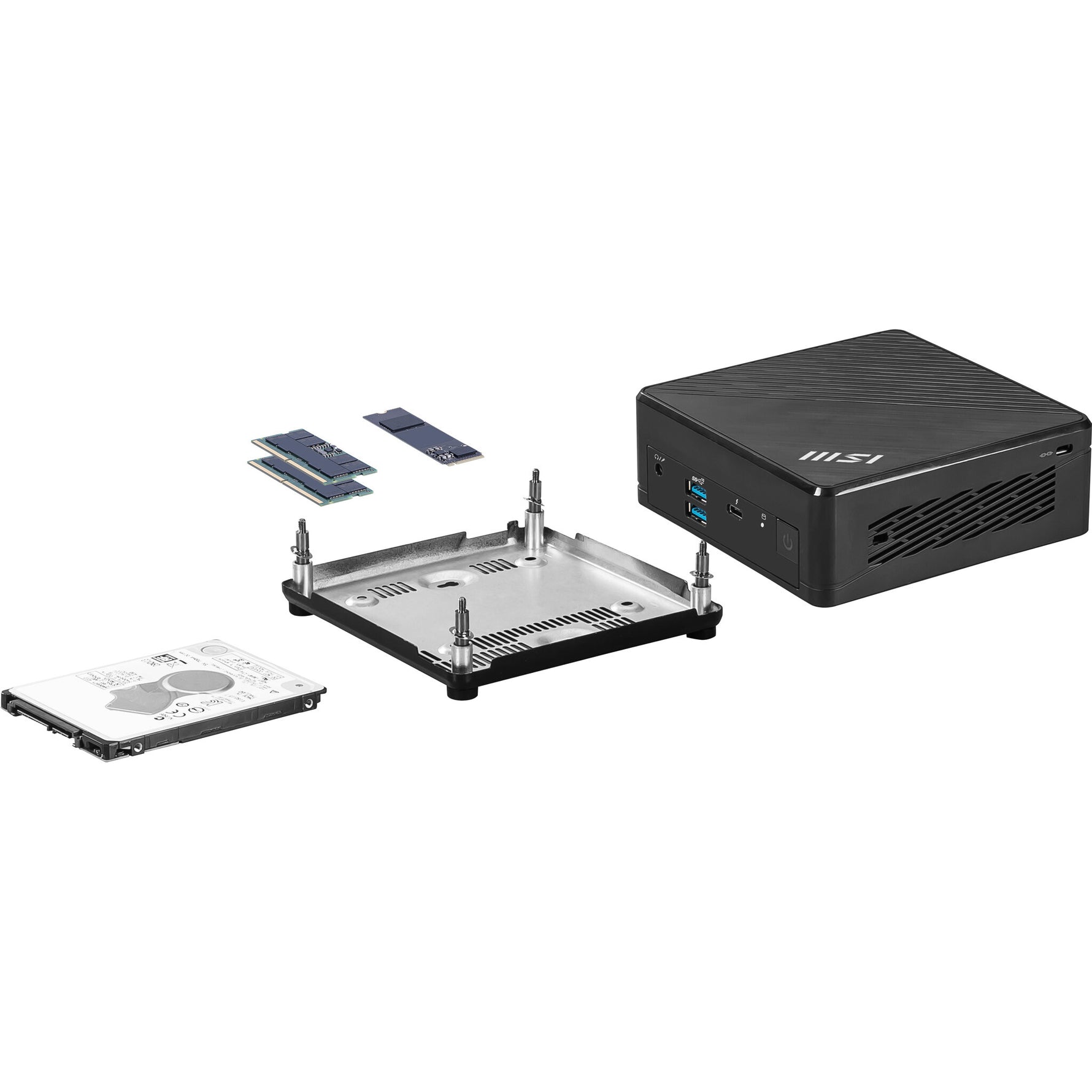 MSI Cubi 5 1M-498EU Intel Core 3 100U 8 GB DDR5-SDRAM 512 GB SSD Windows 11 Home Mini PC Zwart