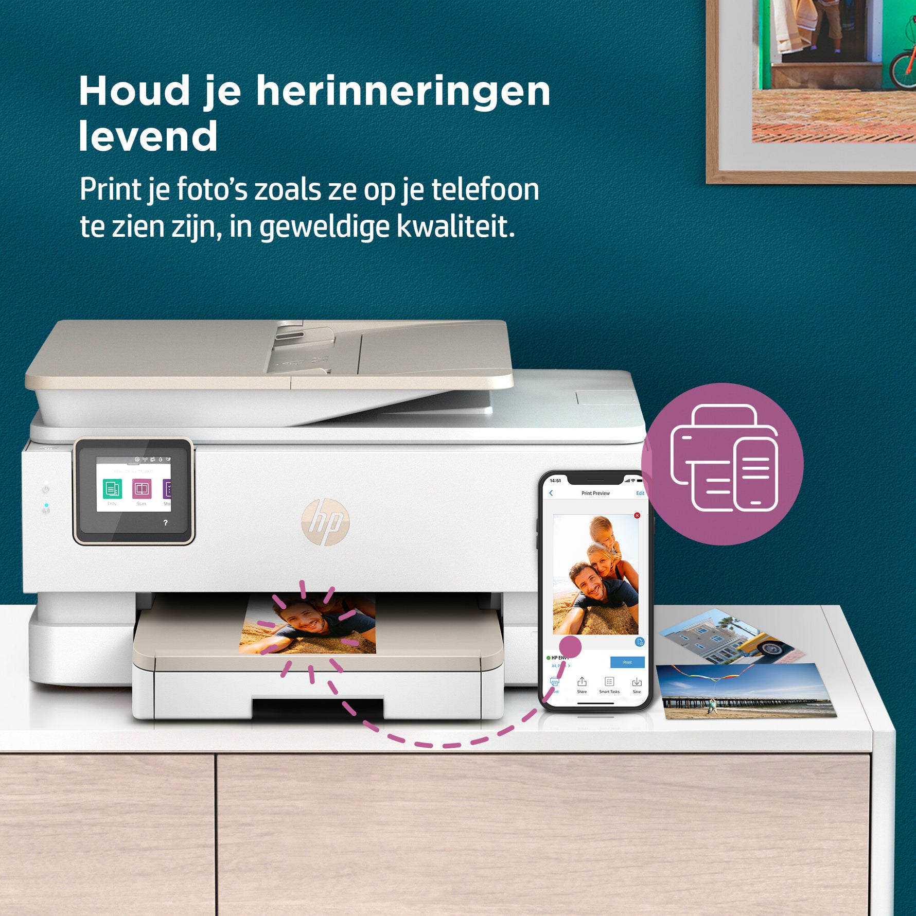 HP ENVY Inspire 7920e Draadloos All-in-One Kleur Printer, Instant Ink; Kopieerapparaat, scanner