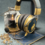 Lexip WAXLXHS0002 hoofdtelefoon/headset Bedraad en draadloos Hoofdband Gamen Bluetooth Blauw, Goud