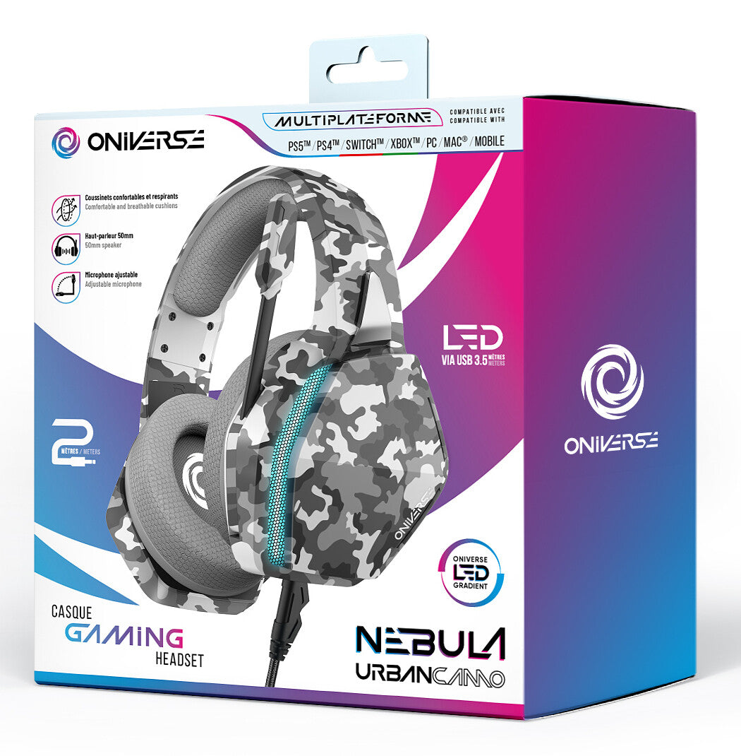 Oniverse Nebula Headset Bedraad Hoofdband Gamen USB Type-A Camouflage