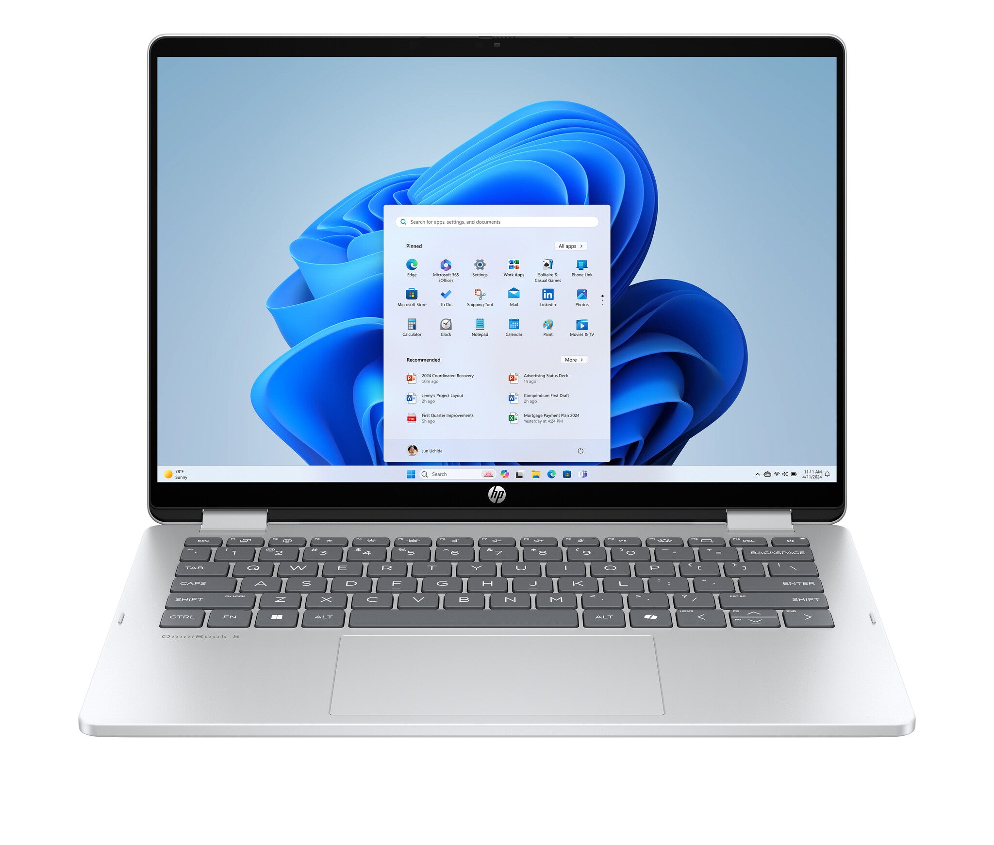 HP OmniBook 5 Flip 14-fp0255ndx 120U 35,6 cm (14") Touchscreen 2K 16 GB LPDDR5-SDRAM 512 GB SSD Wi-Fi 6 (802.11ax) Windows 11 Home Zilver QWERTY