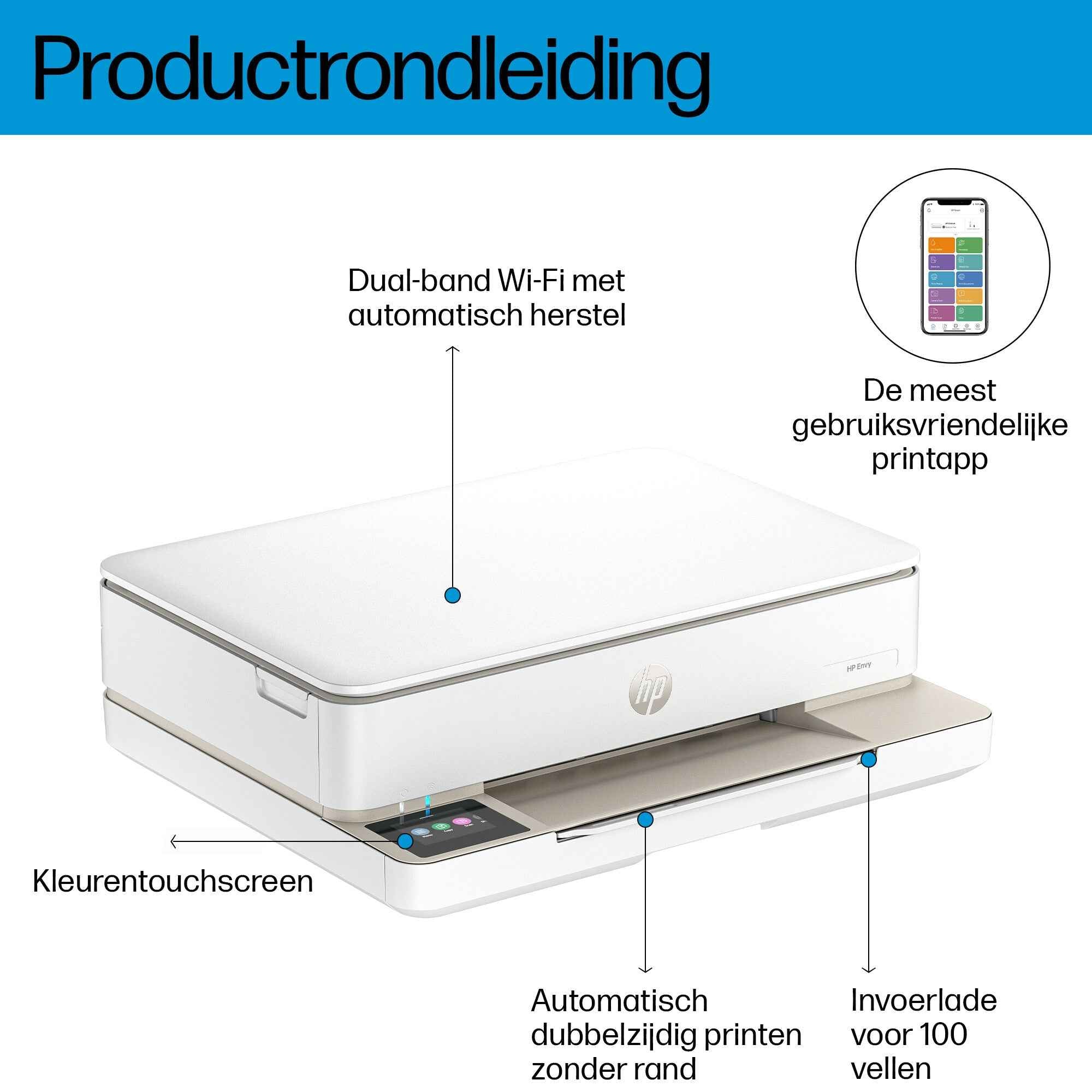 HP ENVY 6132e Wireless All-in-One Kleur Printer, Instant Ink; Foto's printen