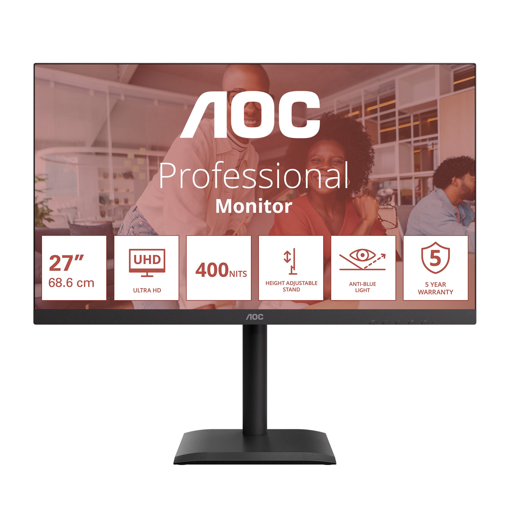 AOC E4 U27E4CV computer monitor 68,6 cm (27") 3840 x 2160 Pixels 4K Ultra HD LED Zwart