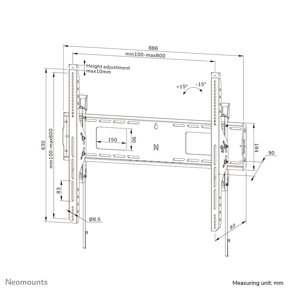 Neomounts WL35-750BL18 Heavy duty muurbeugel 43-98
