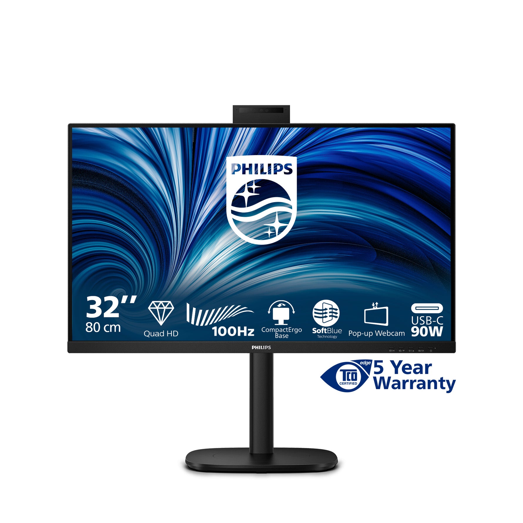 Philips 3000 series 32B2U3601H/00 computer monitor 80 cm (31.5") 2560 x 1440 Pixels Quad HD LCD Zwart