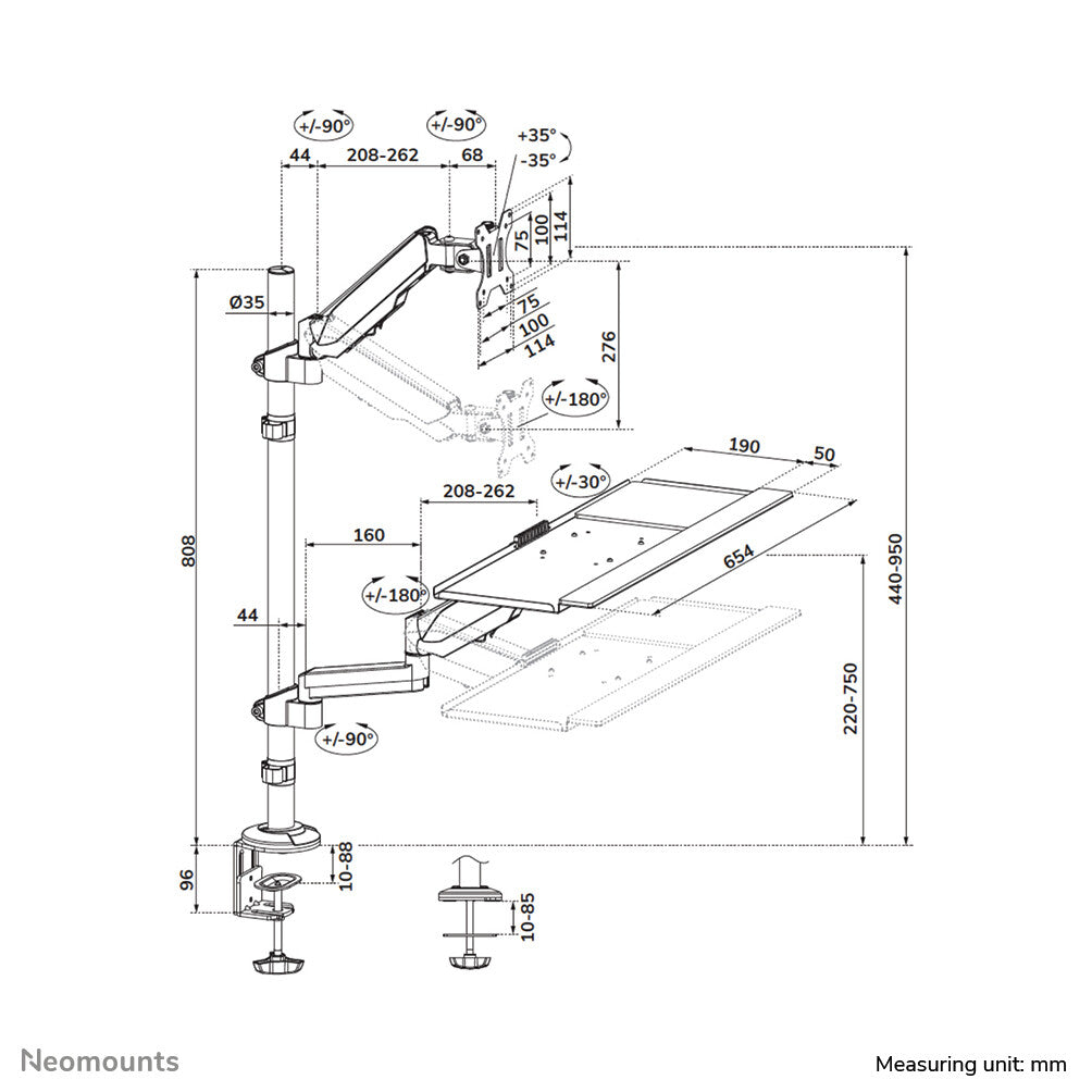Neomounts DS90-325BL1 Zit-sta werkstation bureau 17-32
