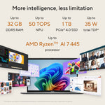 ASUS Vivobook S14 M3407GA-SF5NDW Copilot+ PC AMD Ryzen AI 7 445 Laptop 35,6 cm (14") WUXGA 32 GB DDR5-SDRAM 512 GB SSD Wi-Fi 6 (802.11ax) Windows 11 Home Nederlands Grijs