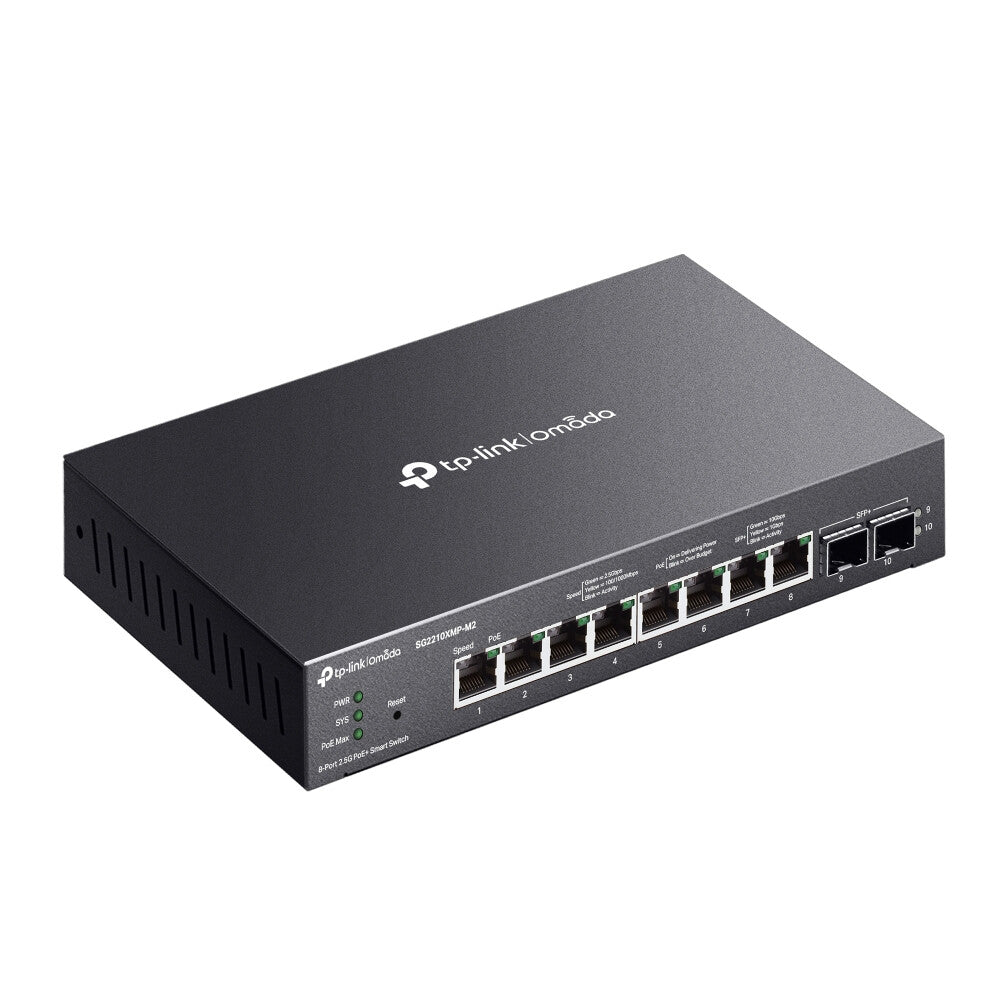 TP-Link Omada SG2210XMP-M2 netwerk-switch Managed L2/L2+ 2.5G Ethernet (100/1000/2500) Power over Ethernet (PoE) Bureaublad-/wandmontage Zwart