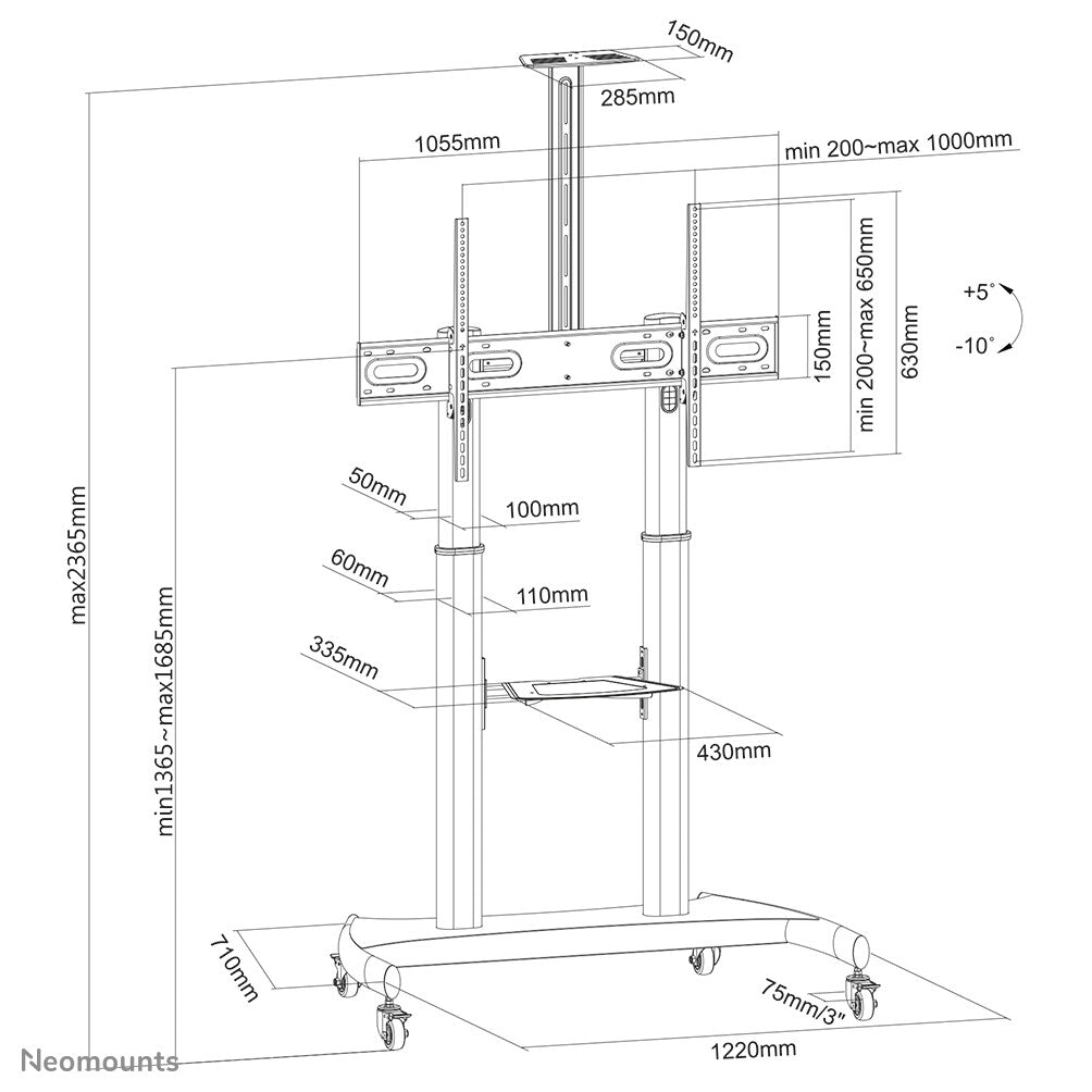 Neomounts PLASMA-M1950E TV trolley 60-100