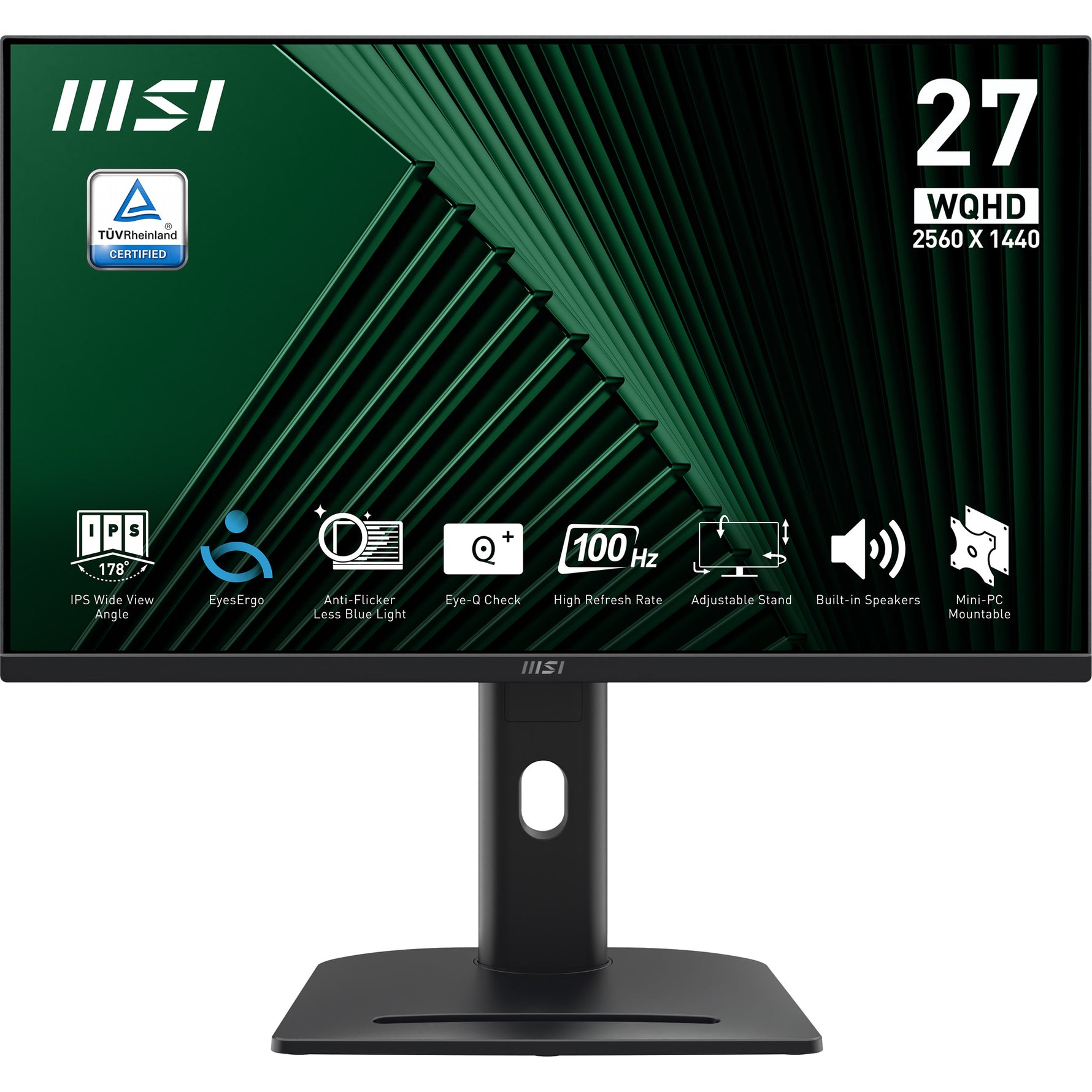 MSI Pro MP275QPG computer monitor 68,6 cm (27") 2560 x 1440 Pixels Wide Quad HD LCD Zwart