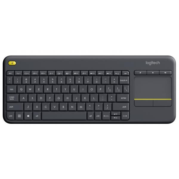 Logitech K400 Plus, Mini, Wireless, RF Wireless, USB-Nano, QWERTY, 10m, Black