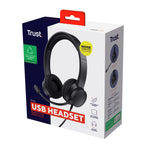 Trust Ayda ENC-headset - Hoofdtelefoon met omgevingsgeluidonderdrukking - USB-aansluiting - Microfoon met ENC - Zwart