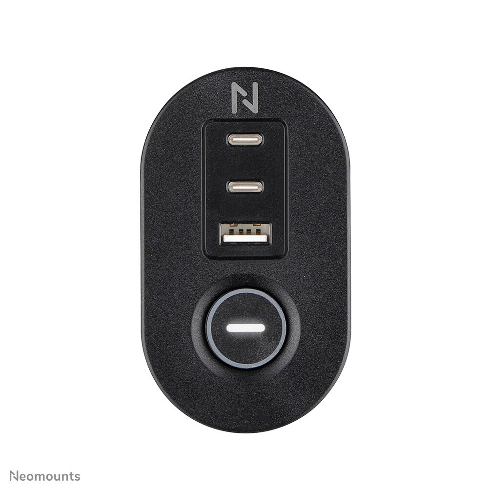 Neomounts DS22-840BL6 Bureaucontactdoos met klem en USB-C en USB-A poorten - Quick-charge