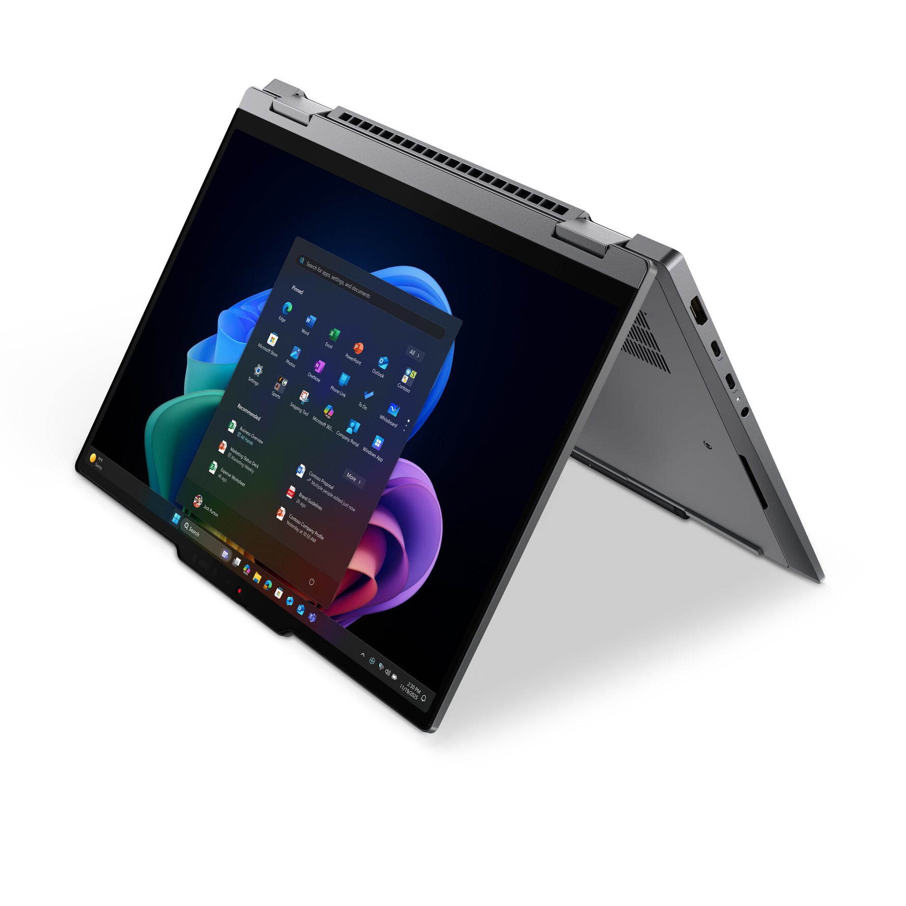 Lenovo ThinkPad X1 2-in-1 Gen 11 Aura Edition Copilot+ PC Intel Core Ultra 7 355 Hybride (2-in-1) 35,6 cm (14") Touchscreen WUXGA 32 GB LPDDR5x-SDRAM 1 TB SSD Wi-Fi 7 (802.11be) Windows 11 Pro Engels Grijs