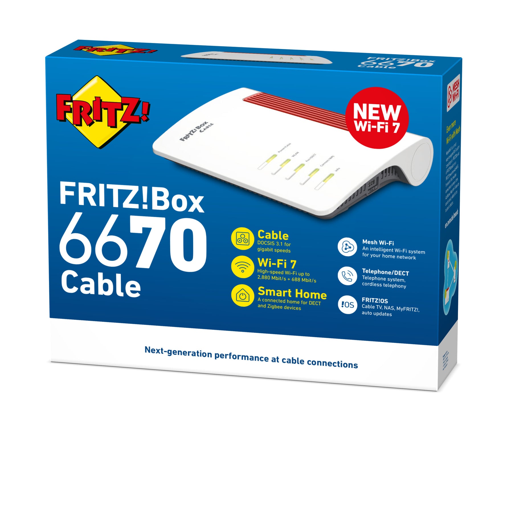 Box FRITZ! 6670 Cable Edition International draadloze router 2.5 Gigabit Ethernet Dual-band (2.4 GHz / 5 GHz) Rood, Wit